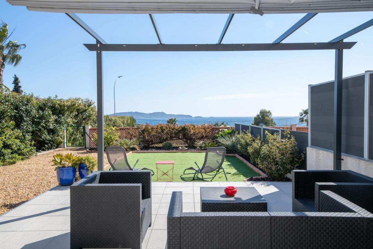 Face A La Mer Superbe Villa Terrasse Barbecue Le Pradet Carqueiranne Exterior photo
